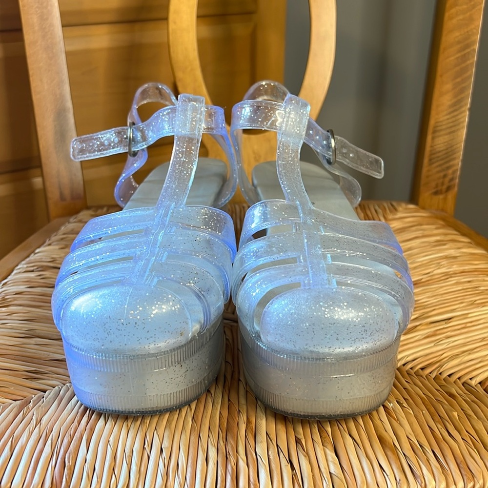 Nature Breeze Clear Glitter Platform Shoes